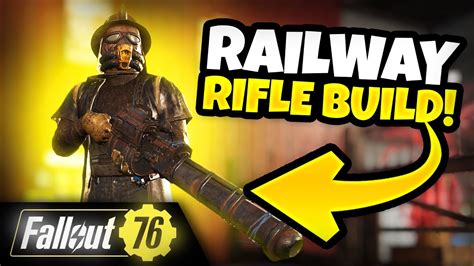 Slap an auto receiver on there too Vats > hold trigger till dead > Choo-choo all day. . Fallout 76 railway rifle build